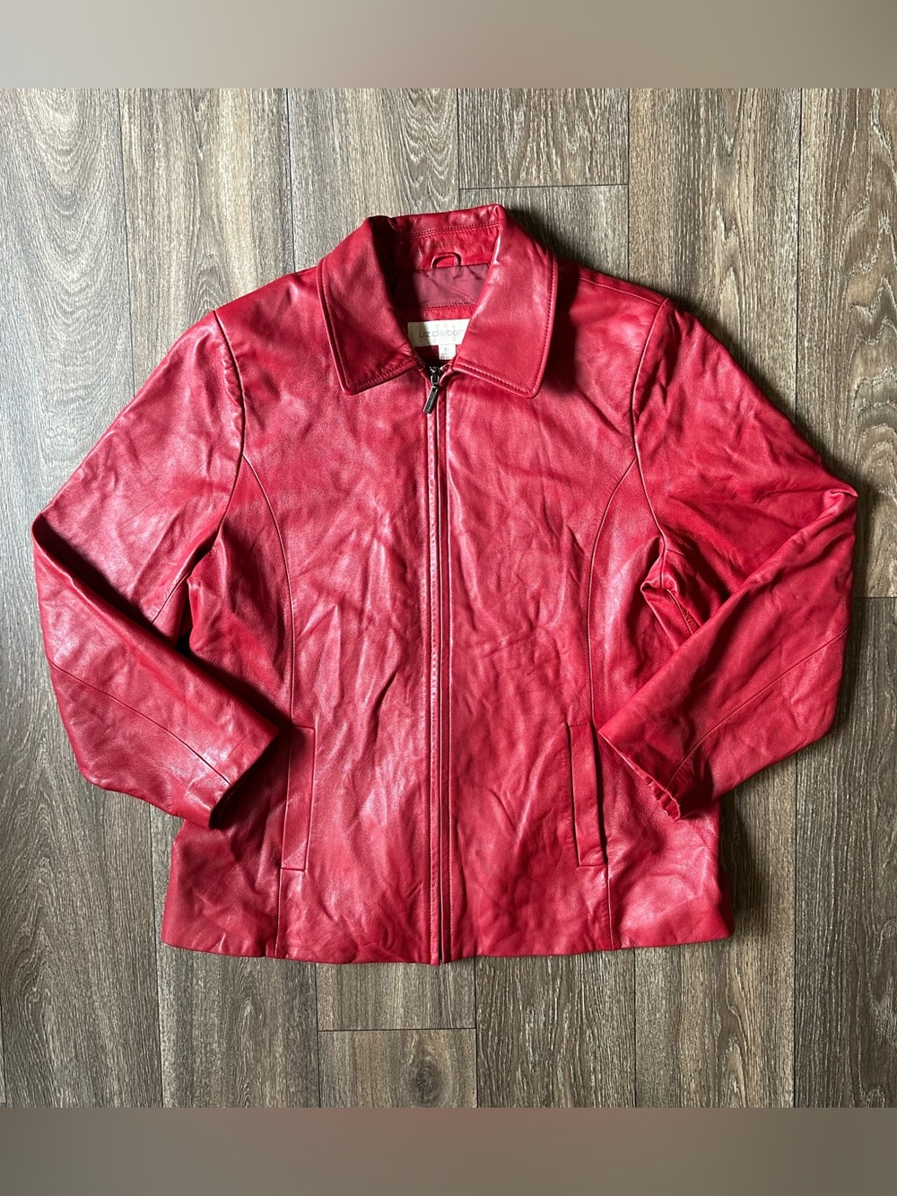 Liz Claiborne genuine leather red jacket coat Sz XL